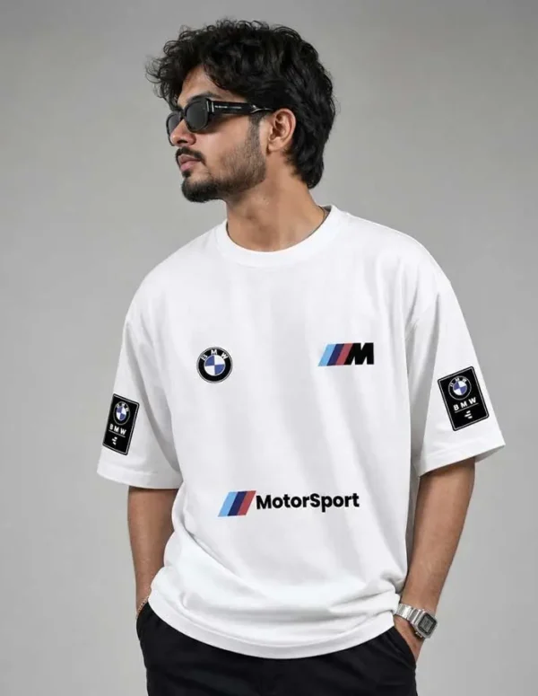 Motorsport Premium Drop Shoulder T-Shirt –White