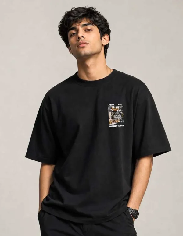 Looney Tunes Oversized Drop Shoulder T-Shirt – Black