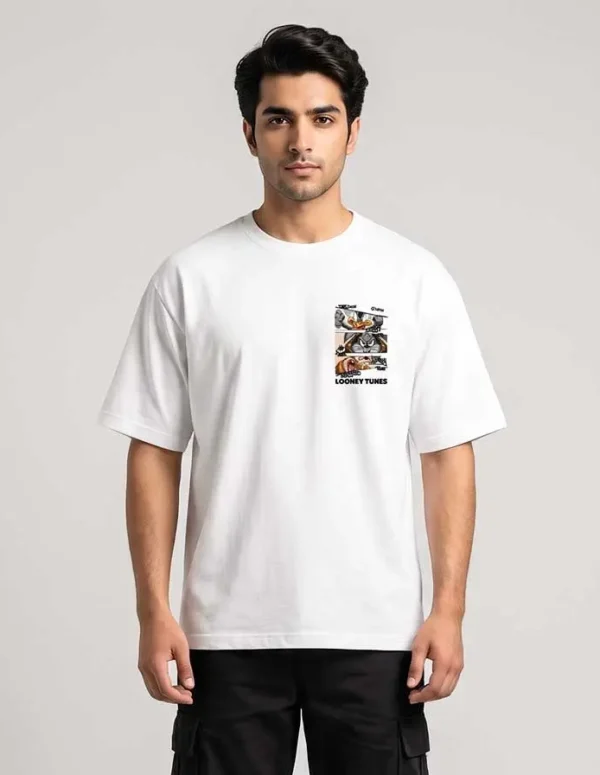 Looney Tunes Oversized Drop Shoulder T-Shirt – White