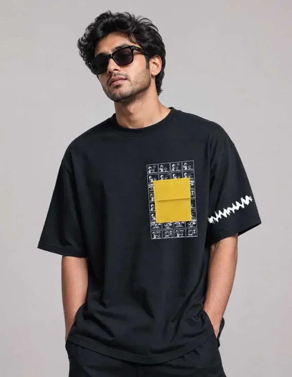 Premium Urban Pocket Drop Shoulder T-Shirt – Black