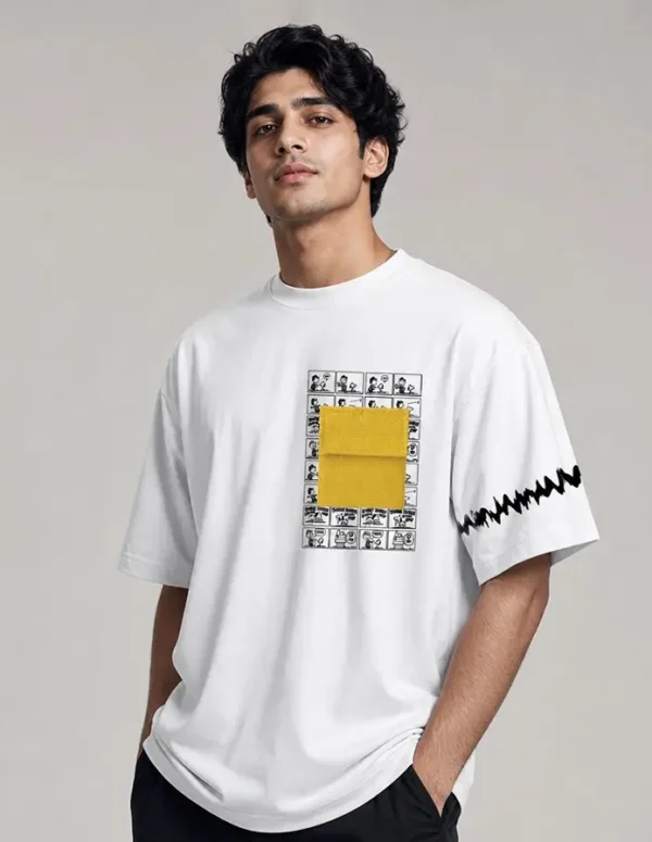 Premium Urban Pocket Drop Shoulder T-Shirt –White