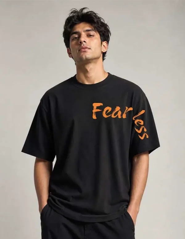 Fearless Oversized Drop Shoulder T-Shirt – Black