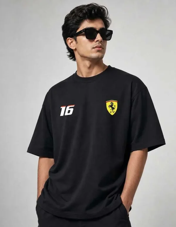 Premium Racing Spirit Drop Shoulder T-Shirt – Black