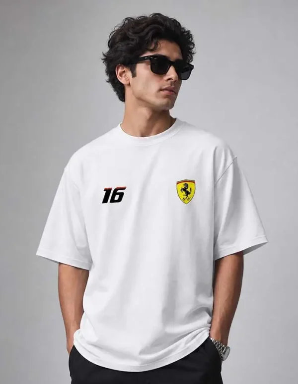 Premium Racing Spirit Drop Shoulder T-Shirt – White
