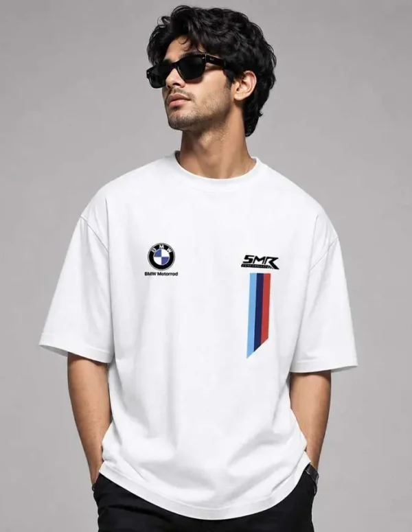 Motorsport Team Premium Drop Shoulder T-Shirt – White