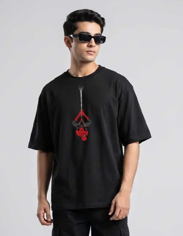 Premium Spider-Inspired Drop Shoulder T-Shirt – Black