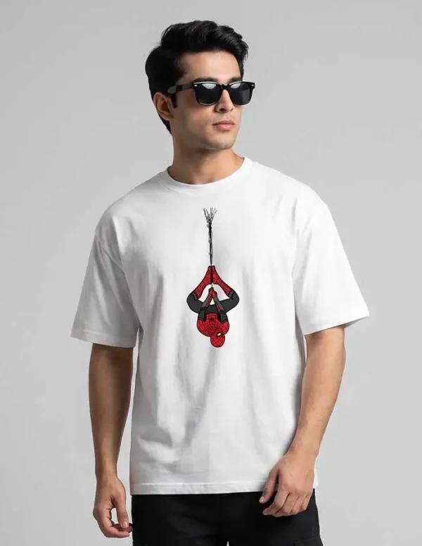 Premium Spider-Inspired Drop Shoulder T-Shirt – White