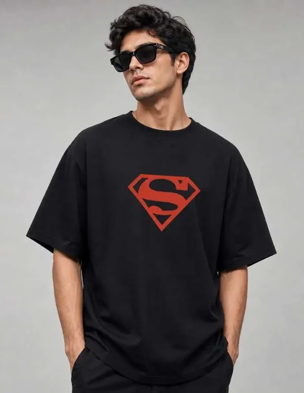 Premium Hero Shield Oversized Drop Shoulder T-Shirt – Black