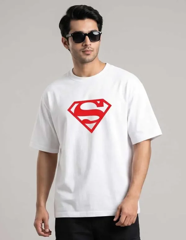 Premium Hero Shield Oversized Drop Shoulder T-Shirt – White